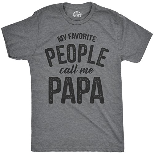 Product Cover Mens My Favorite People Call Me Papa T Shirt Funny Father Tee for Guys (Dark Heather Grey) - L