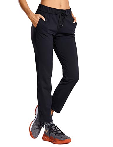 Product Cover CRZ YOGA Women's Stretch Lounge Sweatpants Travel Ankle Drawstring 7/8 Athletic Training Track Pants Black S
