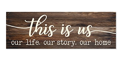 Product Cover This is Us Our Life Our Story Our Home Rustic Wood Wall Sign 6x18 (Brown)