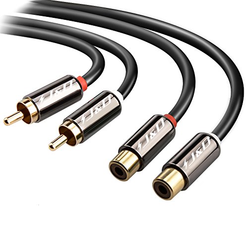 Product Cover 2RCA to 2RCA Cable, J&D Gold-Plated [Copper Shell] [Heavy Duty] 2 RCA Male to 2 RCA Female Stereo Audio Extension Cable, RCA Cable - 6 Feet