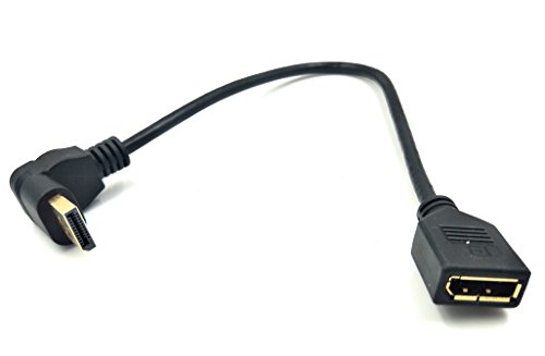 Product Cover Poyiccot DP to DP Cable, 30 CM/12inch High Definition Gold Plated 90 Degree Up Displayport (DP) Male to Displayport (DP) Female Audio and Video Extension Adapter Cable (M/F Black)