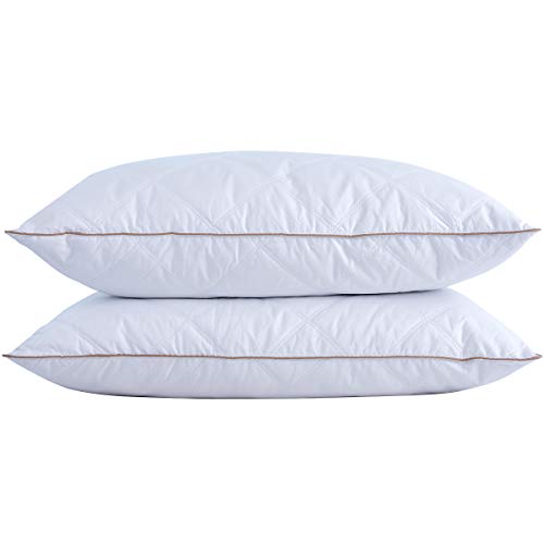Product Cover puredown® Natural Goose Down Feather Pillows for Sleeping with 100% Cotton Pillow Downproof Cover White Set of 2 King Size