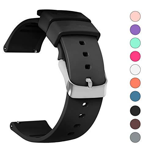 Product Cover IELIELE Compatible 20mm Watch Band, Waterproof Replacement Wristbands Straps for Samsung Gear S2 Classic/Withings (Nokia) Steel HR 40mm/ Galaxy Watch 42mm (Black,20mm)