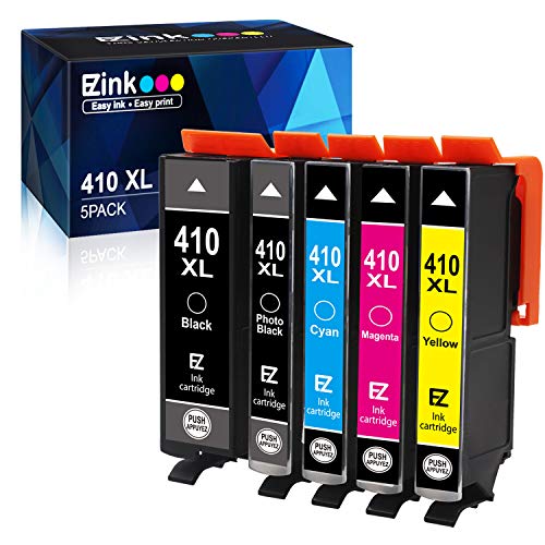 Product Cover E-Z Ink (TM) Remanufactured Ink Cartridge Replacement for Epson 410XL 410 XL T410XL to use with Expression XP-7100 XP-530 XP-630 XP-635 XP-640 XP-830 (Black, Cyan, Magenta, Yellow, Photo Black) 5 Pack