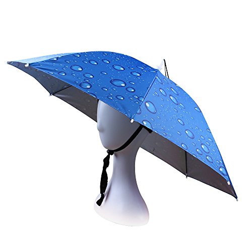 Product Cover JANGANNSA Fishing Umbrella Hat Folding Sun Rain Cap Adjustable Multifunction Outdoor Headwear (Blue)