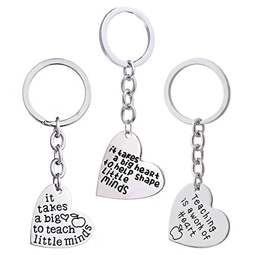 Product Cover 3PCS Teacher Appreciation Gifts Key Chain Women Men It Takes a Big Heart to Teach Little Minds (Style A)
