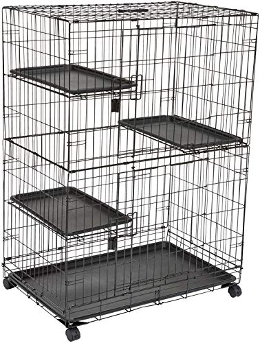 Product Cover AmazonBasics Large 3-Tier Cat Cage Playpen Box Crate Kennel - 36 x 22 x 51 Inches, Black