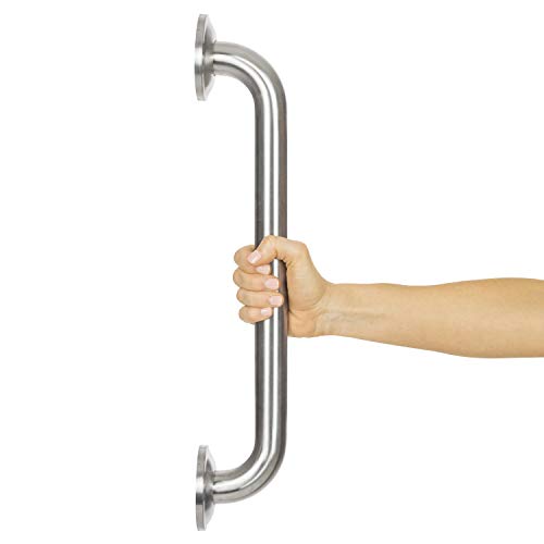 Product Cover Vive Metal Grab Bar - Balance Handrail Shower Assist - Bathroom, Bathtub Mounted Safety Hand Support Rail - Stainless Steel Wall Mount for Handicap, Bath Handle, Elderly, Disabled, Injury (16 Inch)