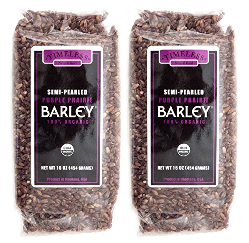 Product Cover Timeless Natural Food USDA Certified Organic Semi-Pearled Purple Prairie Barley 16 oz each (2-Pack)