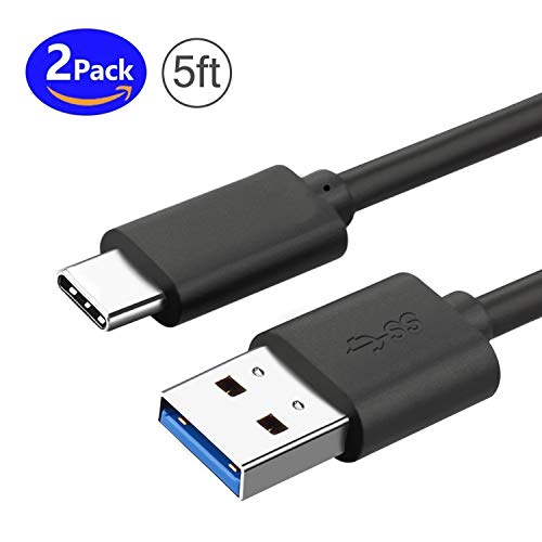 Product Cover [2 Pack 5FT] USB Type C Cable,YUMQUA Nylon USB 3.0 to USB C Fast Charging Cable Charger Cord for BlackBerry KEY2/ KEYone, Samsung Galaxy A50/A70/ A20/ S10+/ Note 9, LG Stylo 5 / Stylo 4/ V40 G8 ThinQ