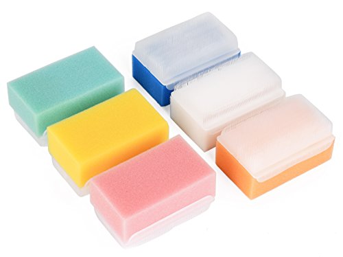 Product Cover Special Supplies Baby Bath Sponges Soft Foam Sensory Scrubber with Cradle Cap Bristle Brush - Body, Hair, and Scalp Cleaning - Gentle on Infant, Toddler Sensitive Skin - Great Sensory Feel (6 Pack)
