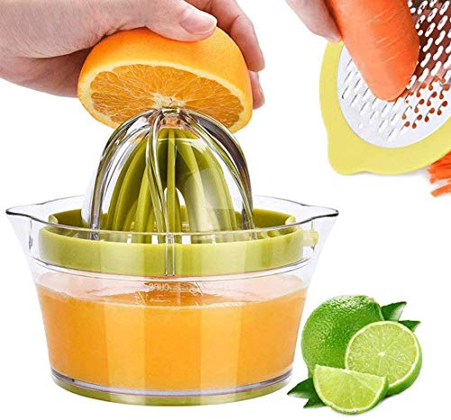 Product Cover Drizom Citrus Lemon Orange Juicer Manual Hand Squeezer with Built-in Measuring Cup and Grater, 12OZ, Green