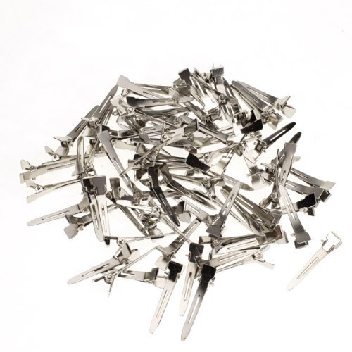 Product Cover Electomania 60 Pcs Single Prong Sectioning Clip Alligator Pinch Clips For Hair (Silvery)