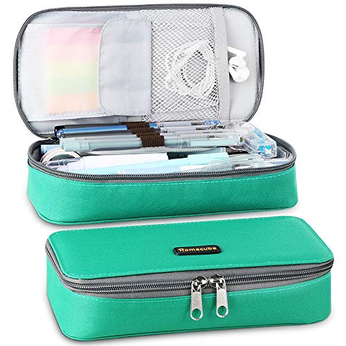 Product Cover Homecube Pencil Case Big Capacity Pen Case Pouch Desk Organizer with Zipper Bag Stationery Storage Gel Pens Pencisl Highlighters Marker Eraser Sticky Note Scissors for School & Office Supplies - Green