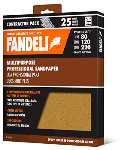 Product Cover Fandeli Assorted Grits (80,120,220) Multipurpose Sandpaper for furniture, wood, ,metal, 9