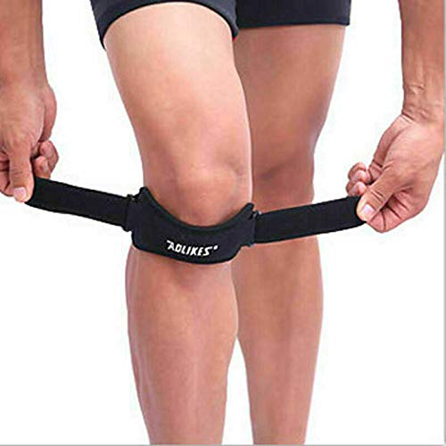 Product Cover NUCARTURE® 1PC of Adjustable knee strap for knee pain Patella Protector Brace knee Strap Band Sports Knee Support Straps knee bridge support belt Knee Support Brace Pads Running, basketball outdoor sport (BLACK)