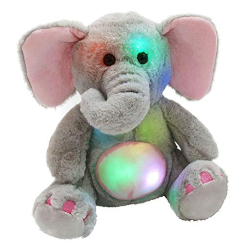 Product Cover WEWILL Glow Elephant Stuffed Animals LED Cozy Soft Plush Toys Night Companion Gifts for Kids Birthday Christmas Festival Occasions, Gray, 13 inch