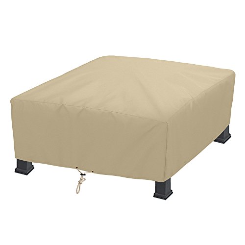 Product Cover SunPatio Outdoor Square Fire Pit Cover 42 Inch, Waterproof Firepit/Table Cover, Heavy Duty Patio Furniture Set Cover, All Weather Protection, Beige