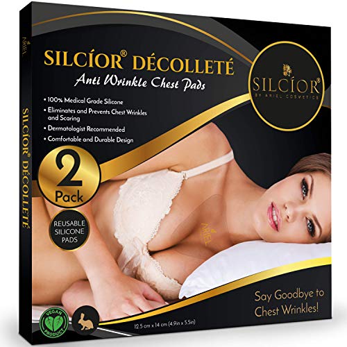Product Cover SILCÍOR 2 PACK Anti Wrinkle Chest Pads, Decollete Pads for Chest Wrinkles, 2 Silicone Chest Wrinkle Pads, Reusable Silicon Chest Pads Wrinkle Prevention, Wrinkle Sleeping Pads, Cruelty-free (2 Pack)