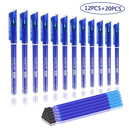 Product Cover BBLIKE 12PCS Erasable Rollerball Pen and 20 Ballpen Refills,More Ink Friction Pens Gel Ink Ballpoint Pen 0.5 mm Tip