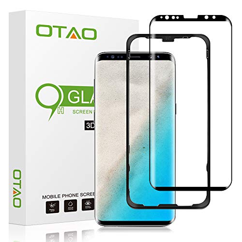 Product Cover OTAO Galaxy S9 Plus Screen Protector Tempered Glass, [Update Version] 3D Curved Dot Matrix [Full Screen Coverage] Glass Screen Protector (6.2'') with Installation Tray [Case Friendly] for Samsung S9+