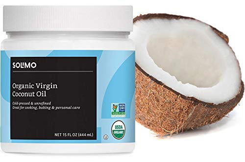 Product Cover Amazon Brand - Solimo Organic Virgin Coconut Oil, Unrefined, Non-GMO, 15 Fl Oz