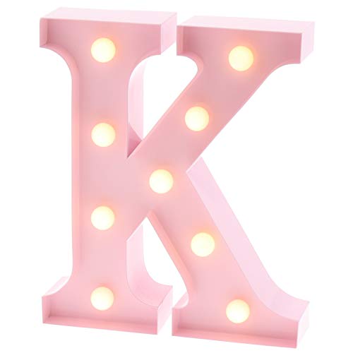 Product Cover Barnyard Designs Metal Marquee Letter K Light Up Wall Initial Nursery Letter, Home and Event Decoration 9