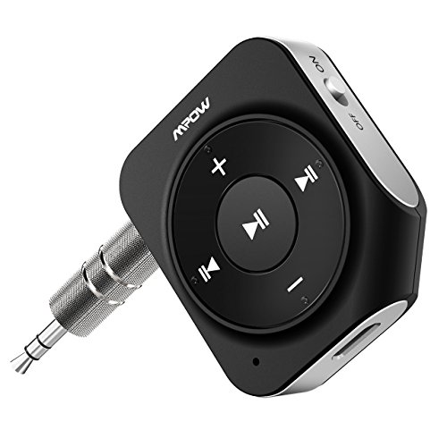 Product Cover Mpow Bluetooth Car Adapter with 2 Built-in Mics, 15 Hours Hands-Free Talking Bluetooth Receiver, Bluetooth Aux Adapter with Sleep Mode for Power Saving