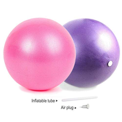 Product Cover nononfish Mini Exercise Barre Ball for Yoga,Pilates,Stability Exercise Training Gym Anti Burst and Slip Resistant Balls(2 Pcs) with Inflatable Straw (2 Pcs) (Pink&Purple)