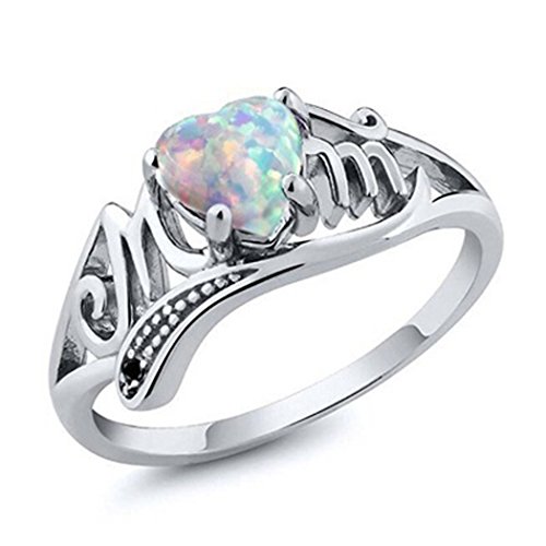 Product Cover Myhouse Women Girls Mom Ring Opal Heart Letter Ring Mother Gift For Mother's Day (7)