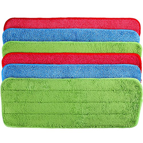 Product Cover TecUnite 6 Pieces Microfiber Cleaning Pads Reveal Mop 16 to 18 inch Fit for Most Spray Mops and Reveal Mops Washable (16.5 x 5.5 inch)