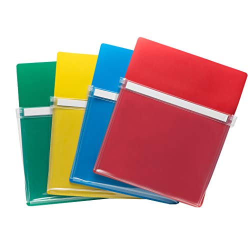 Product Cover Charles Leonard Magnetic Pockets, 9-1/2W x 11-3/4H Inches, 4 Assorted Colors, 4 Pack (26400)