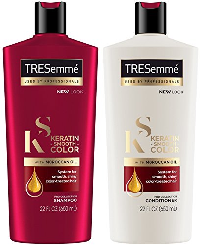 Product Cover Tresemme Pro Collection Haircare - Keratin Smooth Color - With Moroccan Oil - Shampoo & Conditioner Set - Net Wt. 22 FL OZ (650 mL) Per Bottle - One Set