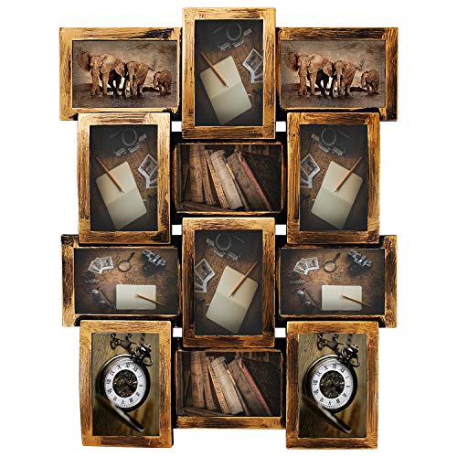 Product Cover JERRY & MAGGIE - Photo Frame 23X18 Retro Bronze Finish PVC Picture Frame Selfie Gallery Collage Wall Hanging for 6x4 Photo - 12 Photo Sockets - Classic Loyalty Style - Wall Mounting Design