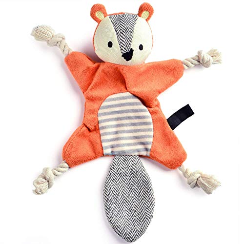 Product Cover Vitscan Stuffless Dog Toys for Puppy, Crinkle Squeaky Dog Chew Toys Squirrel Plush Dog Toy with Rope Knots for Small Dogs (Squirrel)