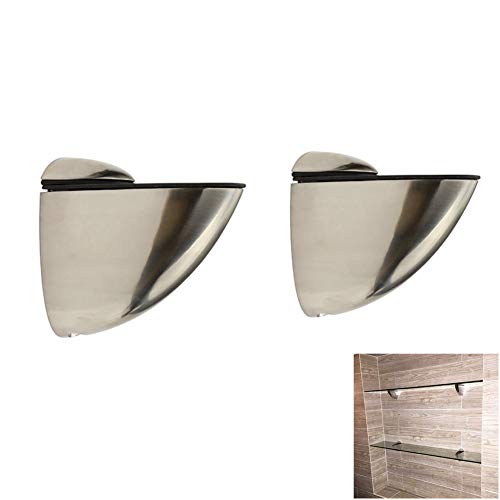 Product Cover Metal Adjustable Wood/Glass Shelf Bracket Wall Mount 2 Pcs or One Pair, Brushed Nickel