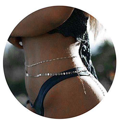 Product Cover Simsly Waist Body Jewelry with Gold Sequins Belly Button Chains for Women and Girls(Silver)