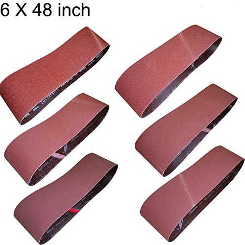 Product Cover M-jump 6-Inch x 48-Inch Aluminum Oxide Sanding Belt,6-Pack(One Each of 60 80 120 150 240 400 Grits) (6x48in)