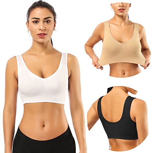 Product Cover BESTENA Sports Bras for Women, 3 Pack Seamless Comfortable Yoga Bra with Removable Pads,Large