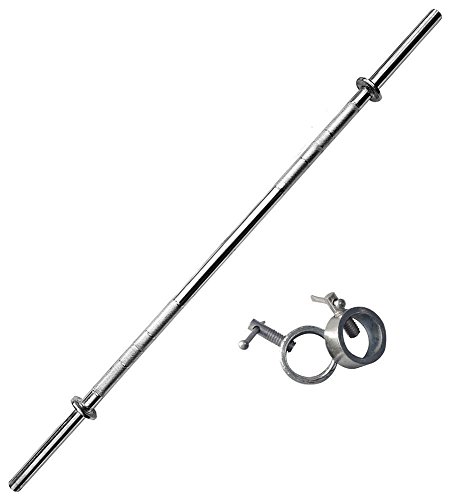 Product Cover Aurion 3FT-Straight(28MM) Steel Solid Straight & Curl Weight Bar with 2 Locks (Chrome)