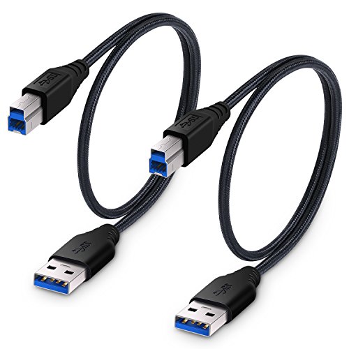 Product Cover Besgoods 2-Pack 1.5ft/50cm Braided USB 3.0 Cable - A-Male to B-Male Short Cable - Black