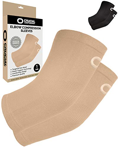 Product Cover Elbow Brace Compression Sleeve (1 Pair) - Instant Support Elbow Sleeves for Tendonitis, Arthritis, Bursitis, Tennis Elbow, Golfers Elbow, Treatment, Workouts, Weightlifting, Pain Relief, Recovery