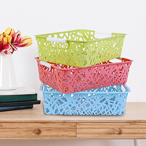 Product Cover FASTUNBOX (LABEL) Plastic Storage Basket Organizer for Fruits Vegetable Utensils and Kitchen -29 x 21 x 8 cm, Set of 3