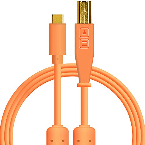 Product Cover Chroma Cables: Audio Optimized USB-C to USB-B Cable with 56K Resistor (Neon Orange)