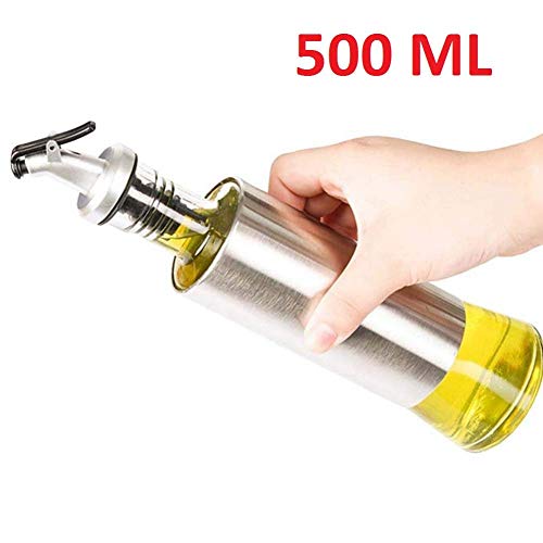 Product Cover Baskety Glass Oil Automatic Opening and Closing Leak-Proof Kitchen Supplies(steel 500ml)