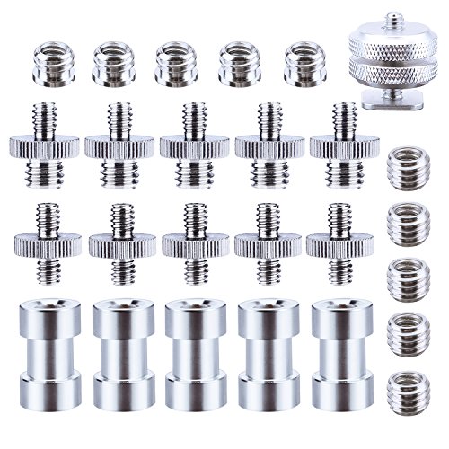 Product Cover SUNMNS 27 Pieces 1/4 Inch and 3/8 Inch Converter Female Male Threaded Screws Adapter Mount Set for Camera/Tripod/Monopod/Ballhead/Light Stand/Shoulder Rig