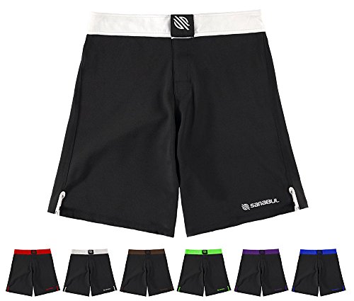 Product Cover Sanabul Essential MMA BJJ Cross Training Workout Shorts (34 inch W, White)