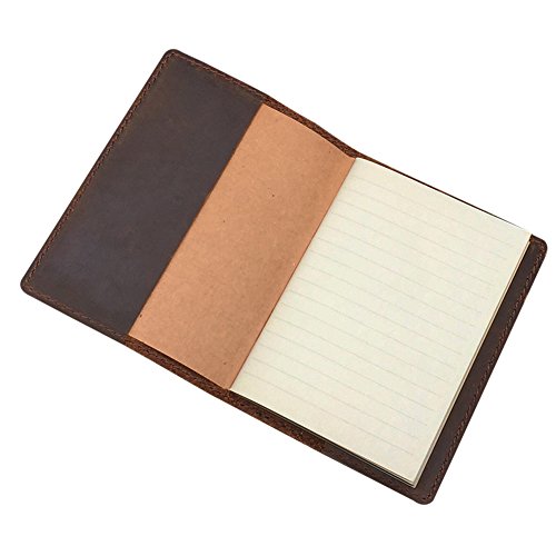 Product Cover Genuine Leather Notebook, Passport Book 3.5 x 5 in Mini Composition Cover, 64 Pages Ruled, Pocket Size, Brown