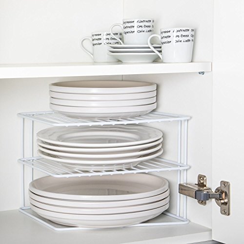 Product Cover INDIAN DECOR Kitchen Corner Rack, Shelf Plate Rack, Kitchen Storage Idea, Cupboard Organiser - White 25X25X20