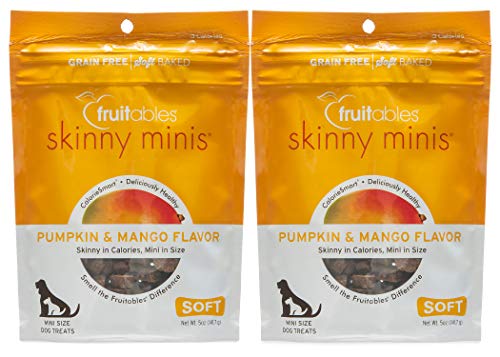 Product Cover Fruitables Skinny Minis Grain Free Soft Dog Treats Pumpkin & Mango Flavor (2 Pack) 5 oz Each